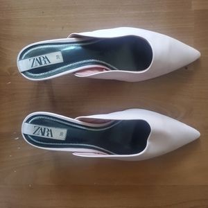 Pink pointy zara slippers size 38
